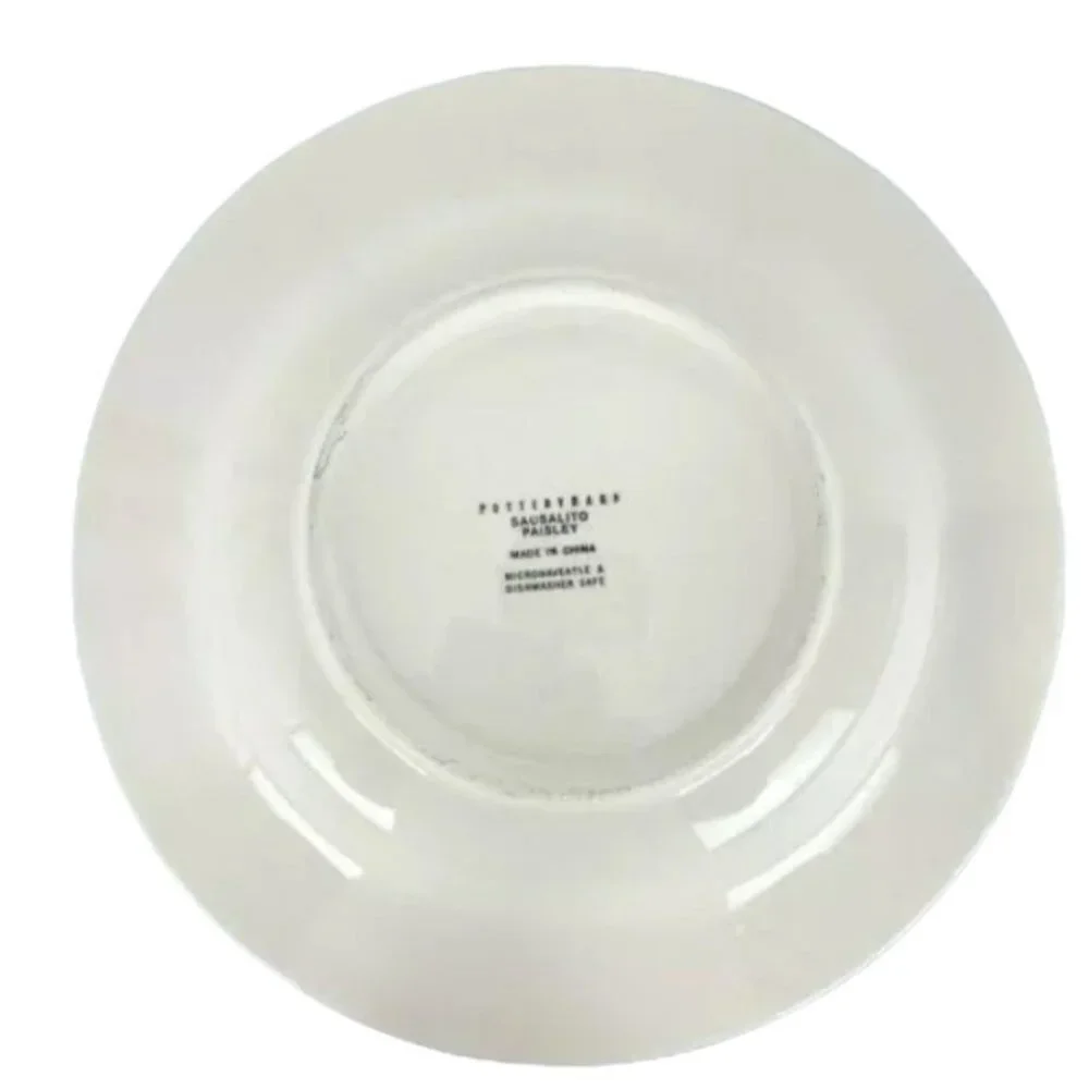 Pottery Barn Dinner Plate Bowl Sausalito Paisley 12.5 Pasta Cream Red Green